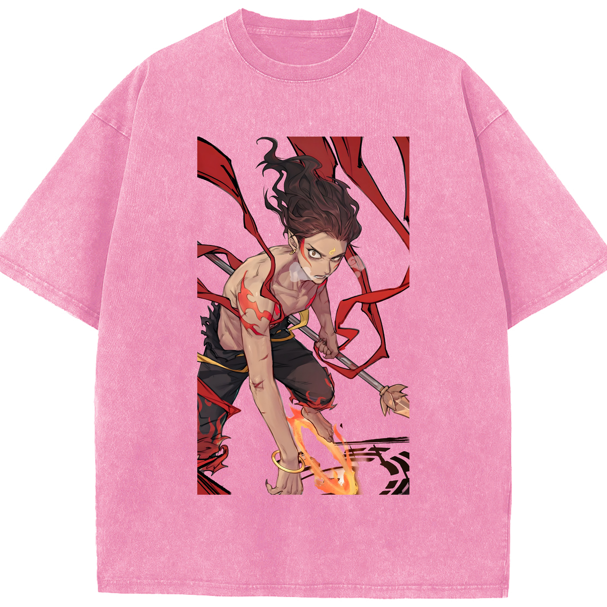 （画像用） Ne Zha 2 ナタ 魔童の大暴れ 綿100% ヴィンテージ風 半袖Tシャツ（フロントプリント）